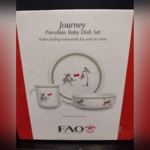 FAO Schwarz Journey Porcelain Baby Dish Set, Unopened In Box
